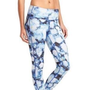 Athleta Blue and Green Watercolor Chaturanga Athletic Leggings, EUC, Size Small